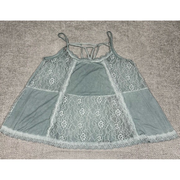 Pol Tank Top Womens Large Oversized Blue Green Lace Boho Festival Read - Picture 4 of 11